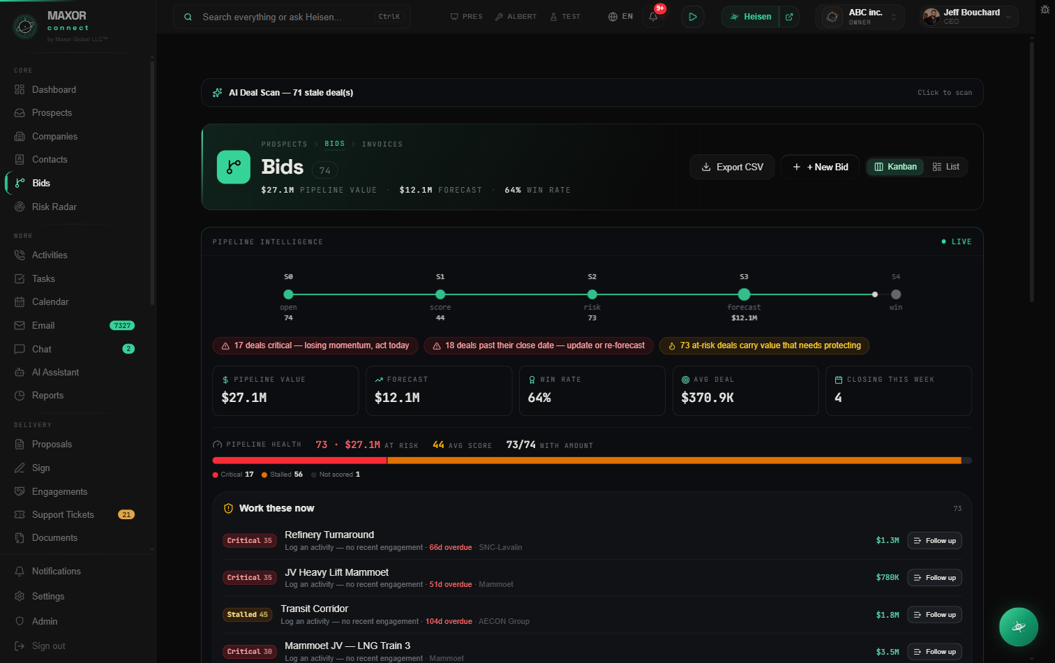 MaxorConnect — Kanban, or list
