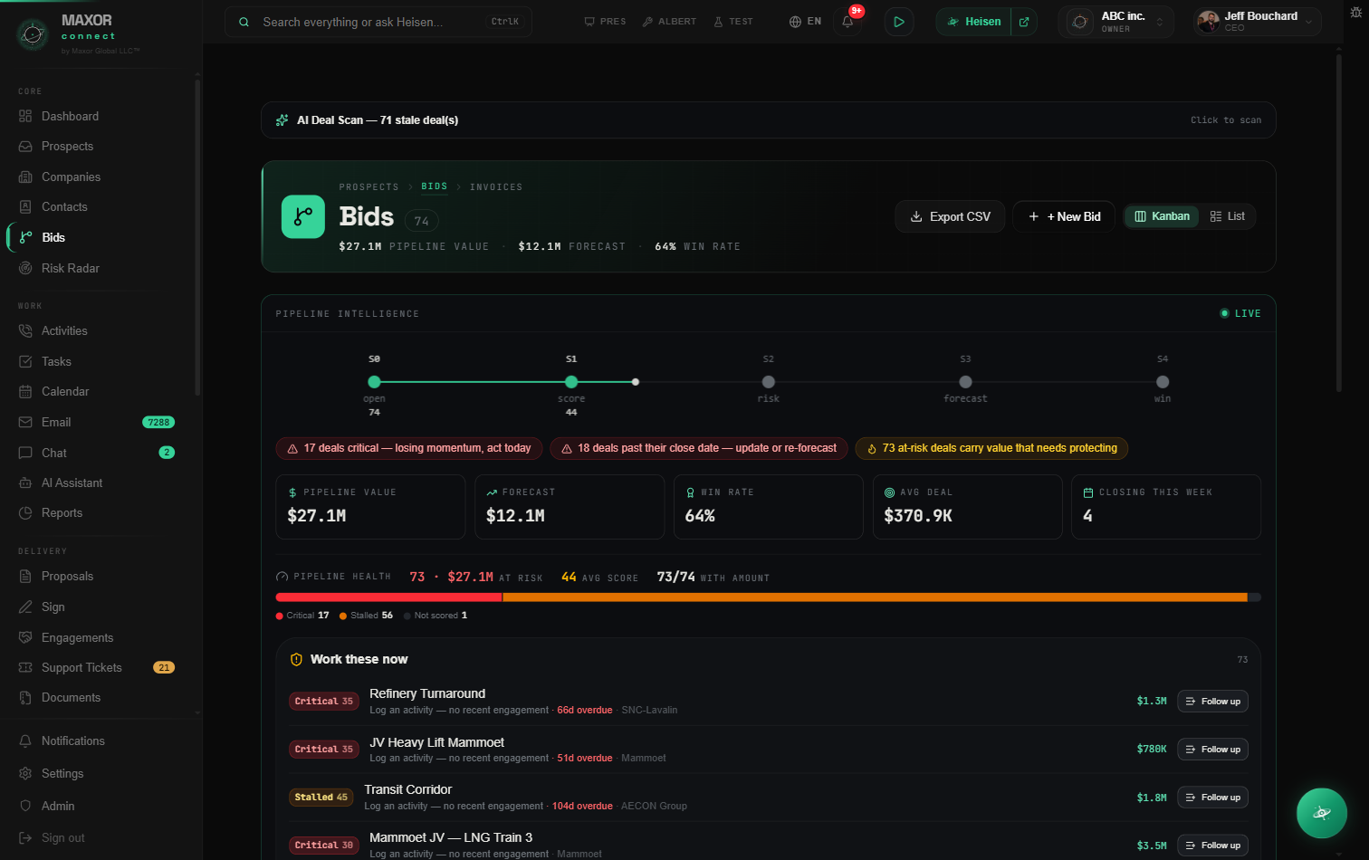 MaxorConnect — Pipeline intelligence