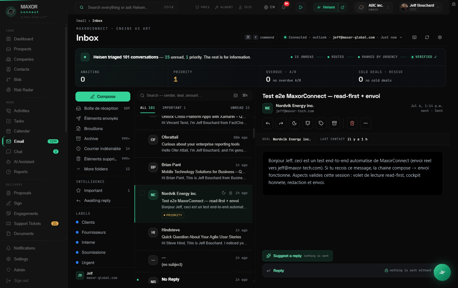 MaxorConnect — Inbox, with intelligence