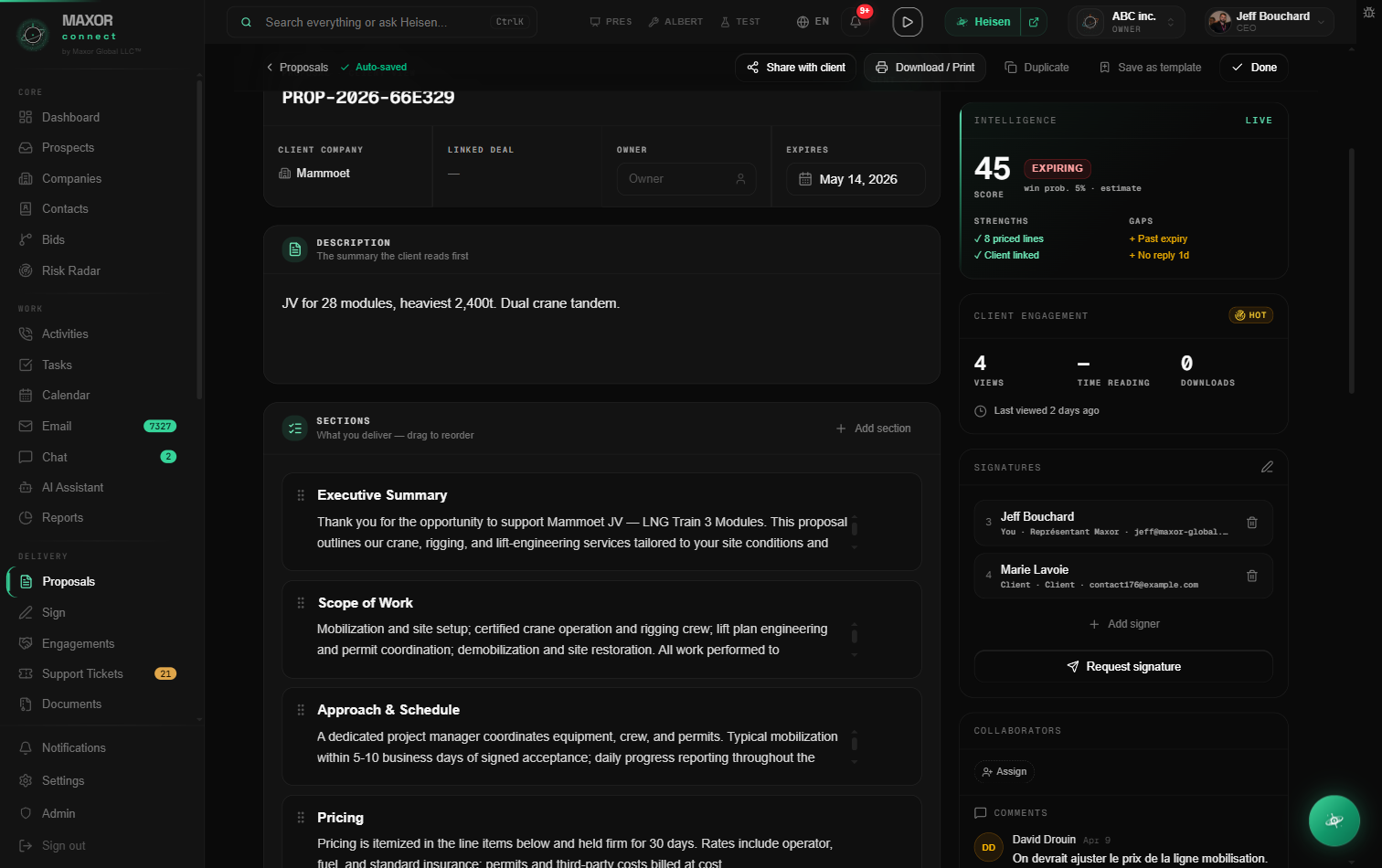 MaxorConnect — The proposal builder