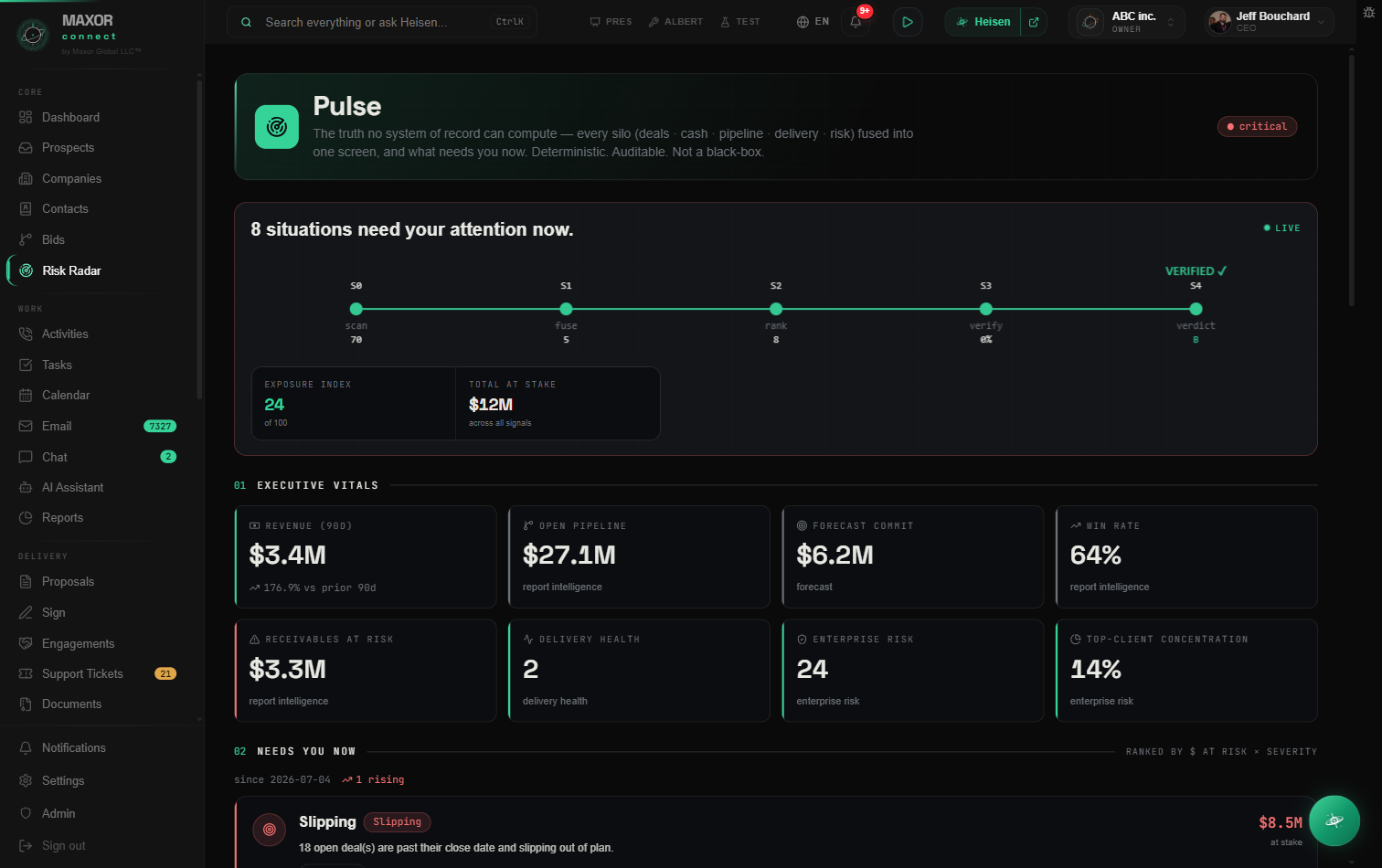 MaxorConnect — Risk Radar
