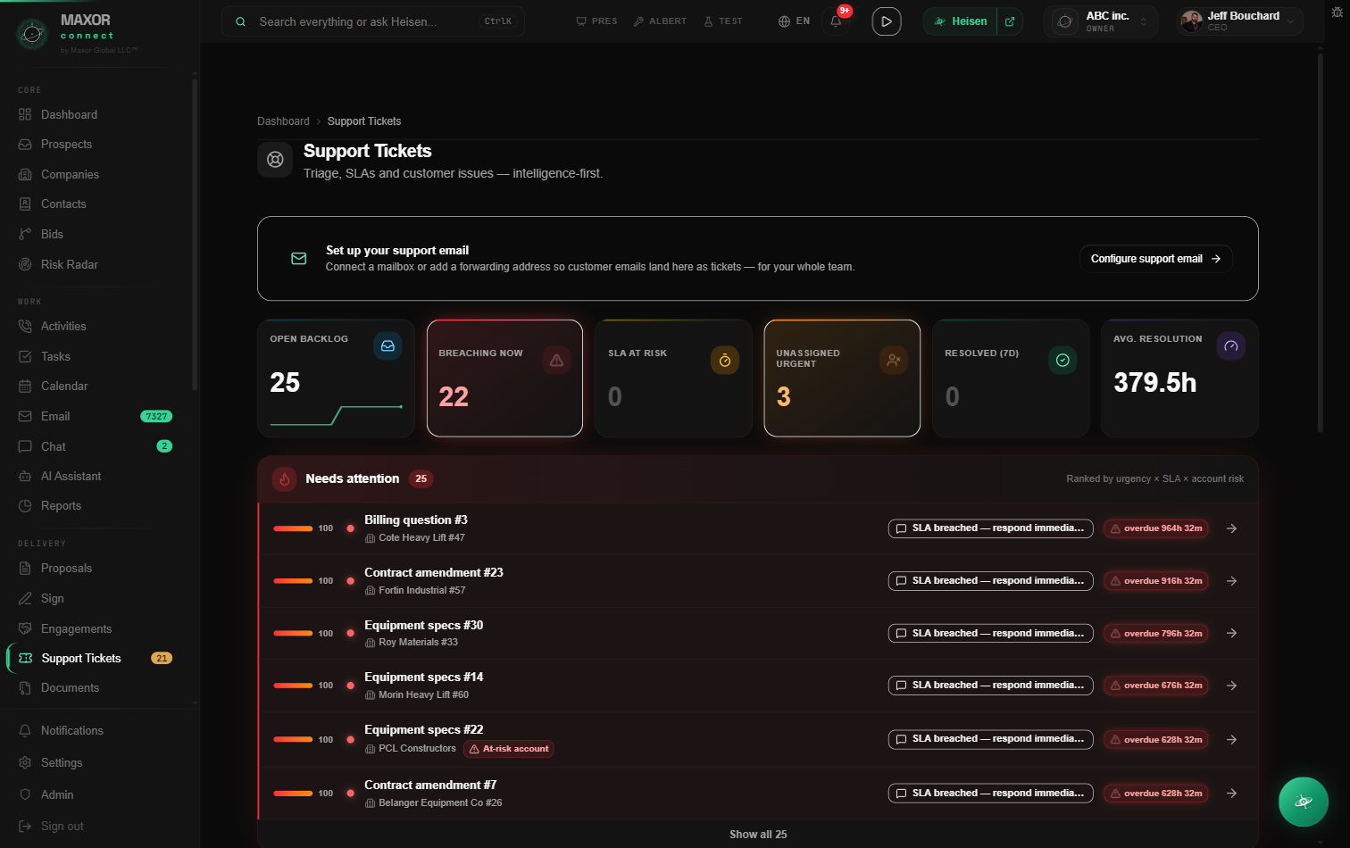 MaxorConnect — Support Tickets